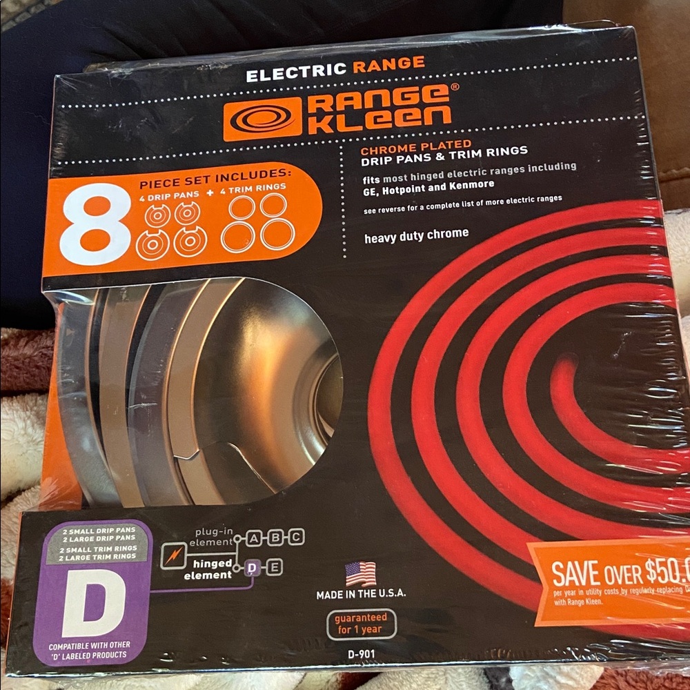 Chrome Plated Drip Pans & Trim Rings Set